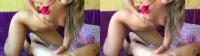 horny teen rubbs her nipples while giving head in crossview 3D