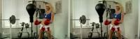 sexy blonde bimbo Monique Alexander boxing in front the 3d camera