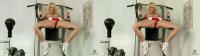 topless slim blonde pornstar Monique Alexander working out for 3D TV
