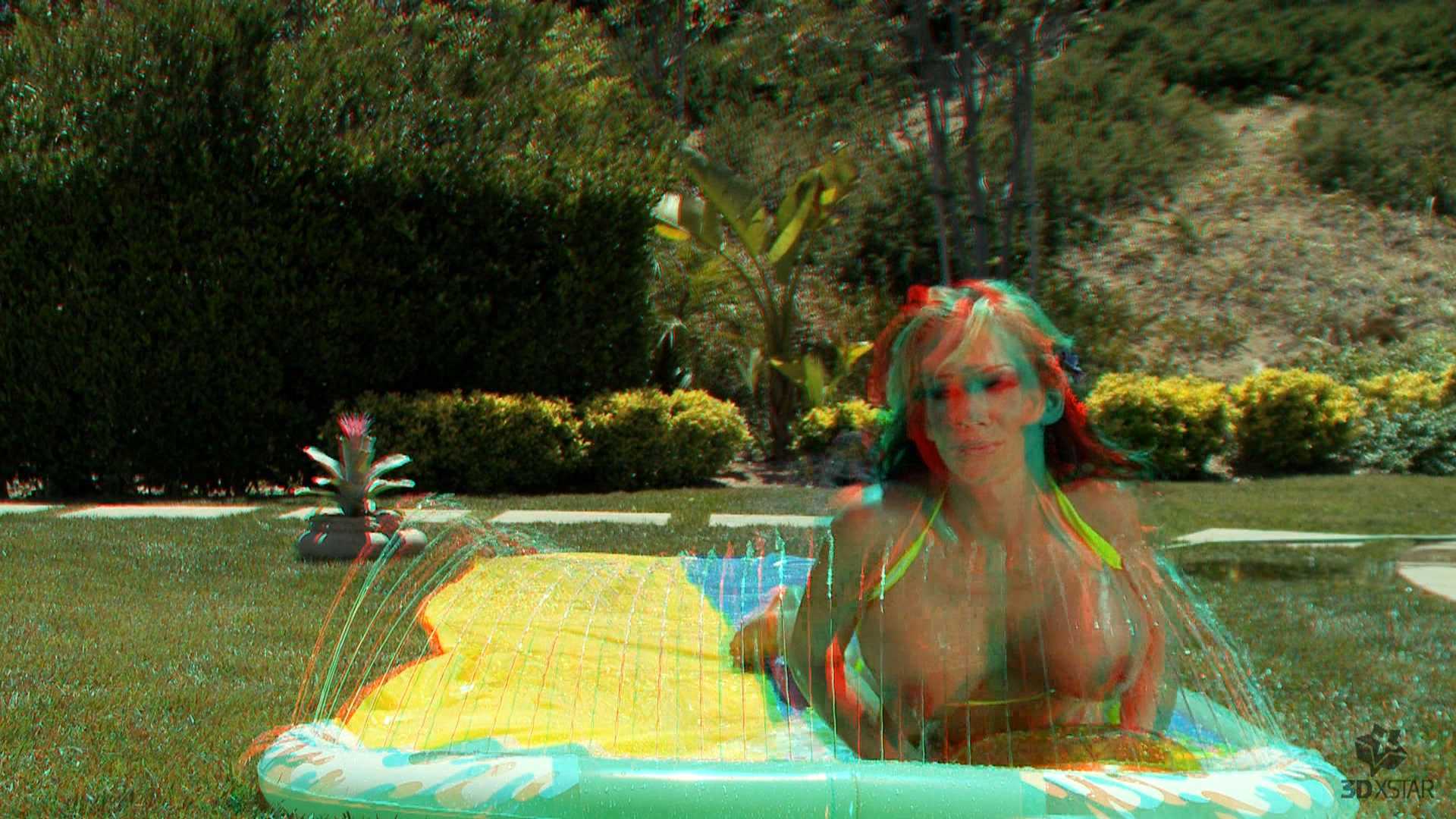 Nikki Sexx outdoors anaglyph porn during the summer