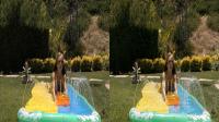 SBS outdoors waterslide bikini babe