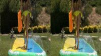 sexy tanned babe on a water slide in crossview 3d