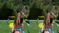 Rachel Roxxx sticks a hard cock in her wet slit outdoors in side-by-side 3D porn