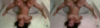 SBS 3D slut holding her big boobs while getting pumped on the bathroom floor in side by side 3d
