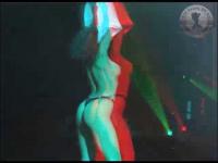 erotic fair mechelen: stripper on stage in red/cyan 3-d