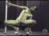 stereoscopic stripped naked indo chick in high heels in the stripclub