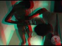 anaglyph 3d boy washes indian girl