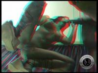 horny slut on her knees sucking dick on the glass floor in 3d for red cyan glasses