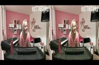 happy blonde hottie webcam chatting in SBS 3-D