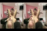 sexy blonde cute 18 year old teen gets her pussy eaten by dude during a truth or dare session in side by side 3D