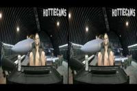 crossview 3D sexy blonde army guard playing with herself