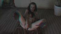 stereoscopic high heeled hottie fucking herself with a small toy