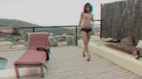 sexy slut doing a full striptease outdoors
