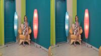 classy blonde mature in high heels in a chair in true color 3D