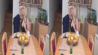 blonde MILF feeling horny while home alone in side-by-side 3D porn