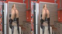 crosseyed 3D high heeled granny playing with her ass in the kitchen