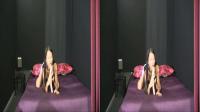 crossview 3D asian babe in sexy lingerie on all fours sucking a toy