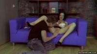 anaglyph pussy licking action for hot high heeled brunette babe
