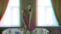 anaglyph striptease of cute blonde teen