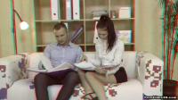 young couple studying in anaglyph 3d