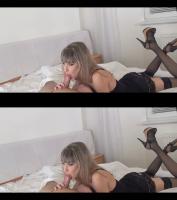 high heeled slutty blonde babe sucks cock in over under 3D oral sex