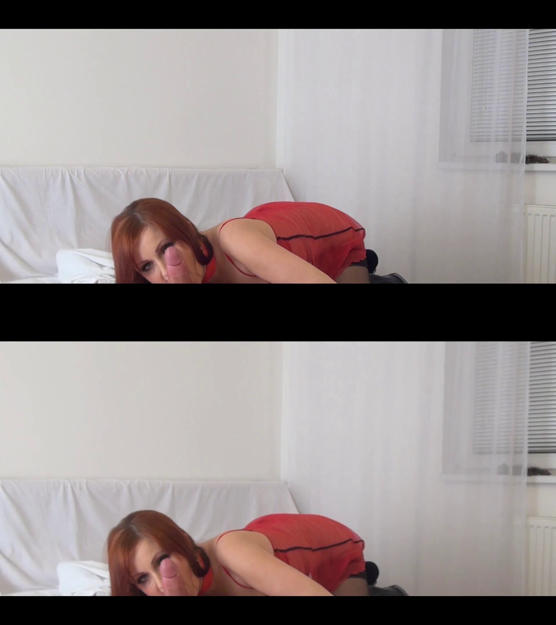 Belinda D Amour: Meshin Around in 3D TV blowjob
