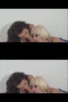 3D TV blonde and brunette slut give oral sex to lucky dude
