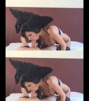 over under 3D lucky dude gets his dick sucked by a hot brunette pornstar dressed up for halloween