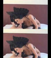 sexy tanned bigboobed brunette babe gives fellatio pov style in front of the 3d camera