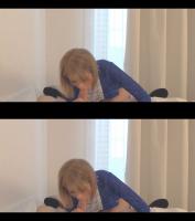 Wiska gives a POV deepthroat blowjob during stereoscopic 3D TV porn