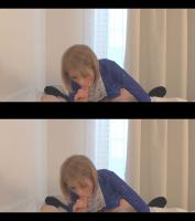 3D TV sex with sexy blonde Wiska giving a POV blowjob to a lucky dude