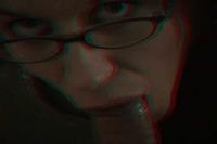 babe with glasses gives blowjob to lucky guy in real 3-d